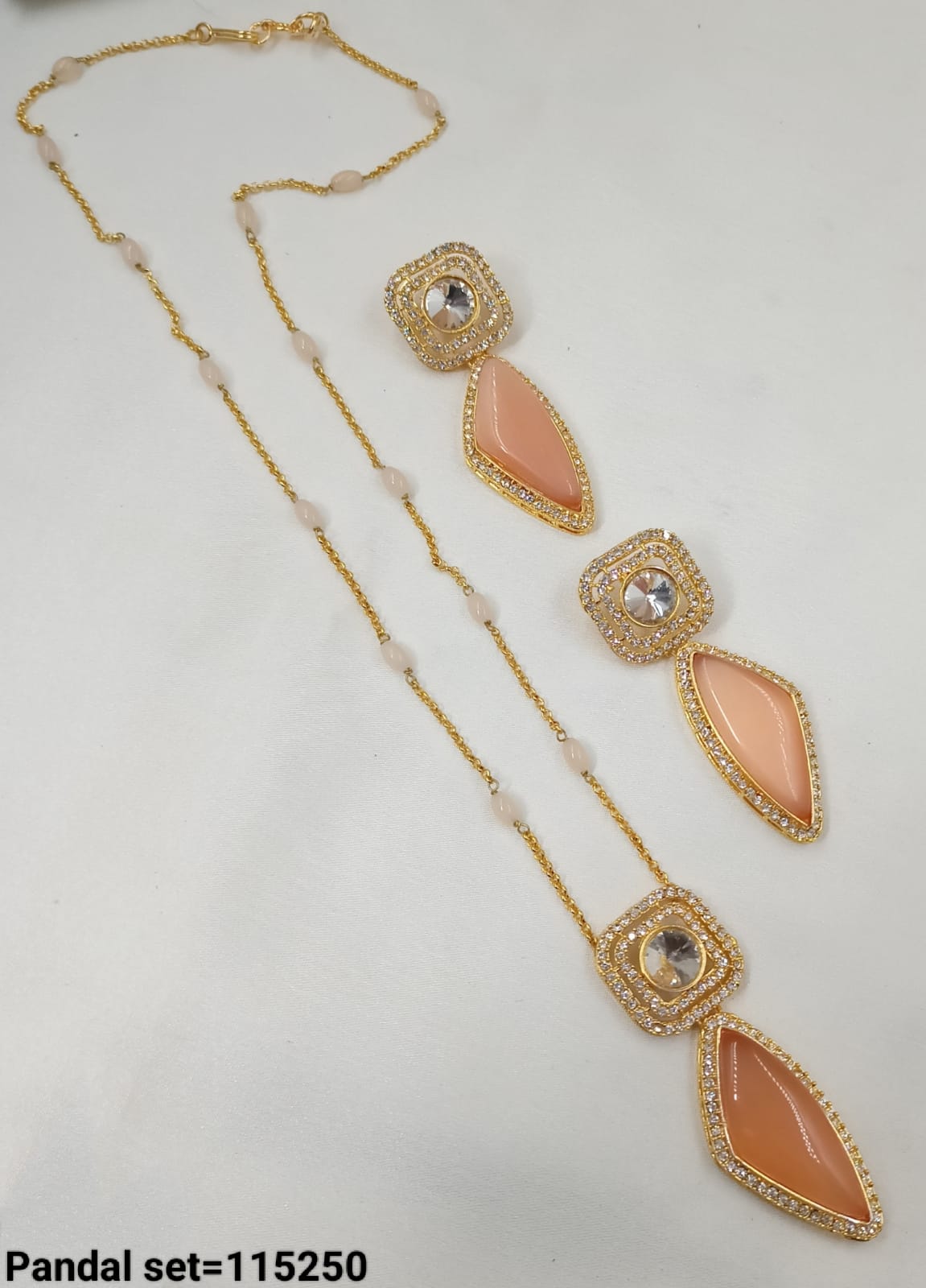 Crystal Gold Plated Kundan Pendant Set